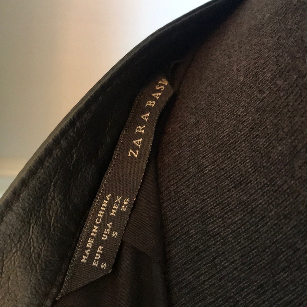 Zara Basic Fringed Leather Skirt - Picture 8 of 12